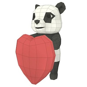 3D Papercraft Panda with Heart – Printable DIY PDF Template