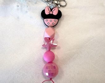 Unique Disney Minnie Mickey Mouse Purse Bag Charm Keychain
