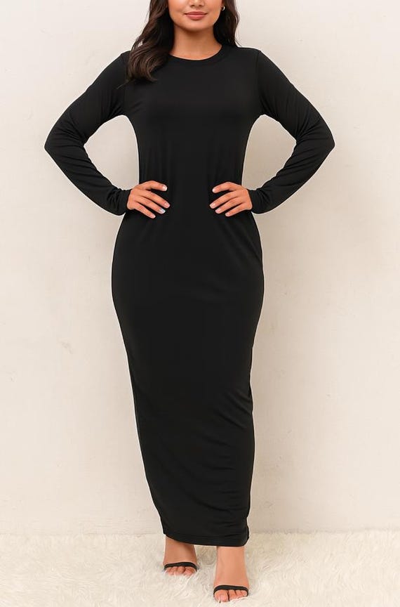 Casual Maxi Inner Dress Modest Long Sleeves - Etsy Israel