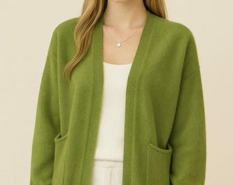 Women’s Knit V-Neck Cardigan | Long Sleeve Stretch Sweater | Cozy Autumn Winter Top
