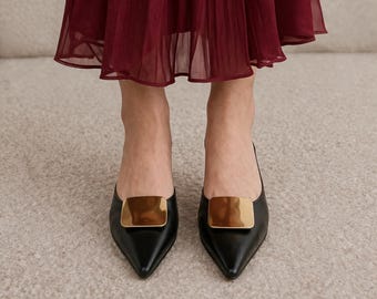 Metallic Pointed Toe Pantoletten | Slip-On Sandalen