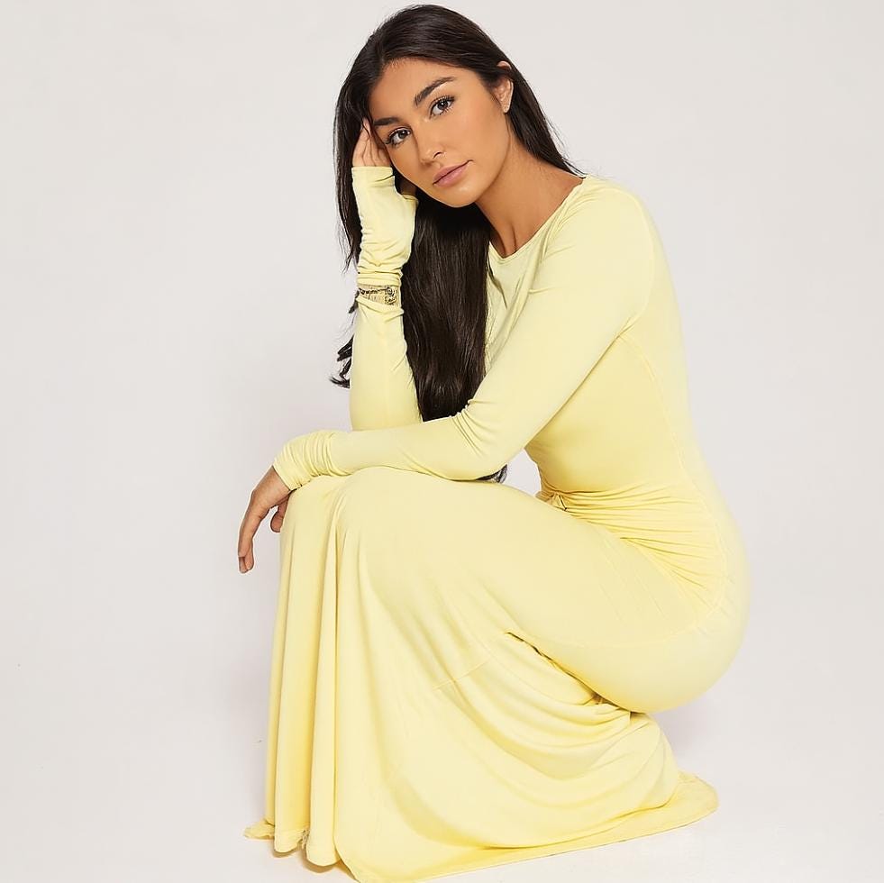 yellow long sleeve bodycon dress Monni Yellow Maxi Dress - US 14