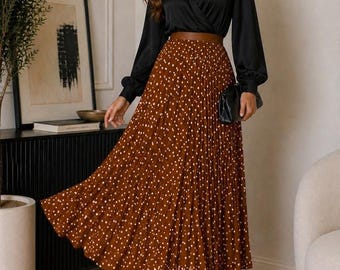 Gonna midi plissettata a pois / Gonna a trapezio a vita alta