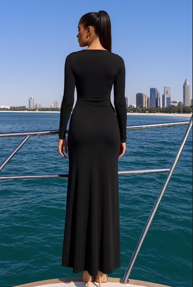 black bodycon dress long Black Sparkly Long Sleeve Ruched Bodycon Midi Dress 8