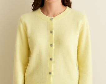 Cardigan in cashmere di visone da donna, maglione lavorato a maglia con scollo rotondo, caldo e morbido, maglia con bottoni autunno inverno