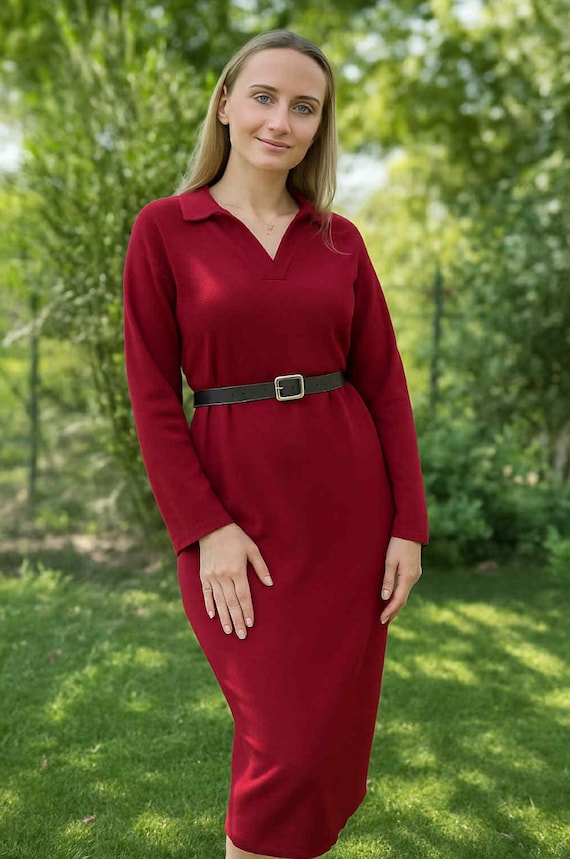 slim fit dress slacks Burgundy Ribbed Knit Fitted Maternity Midi Sweater Dress
