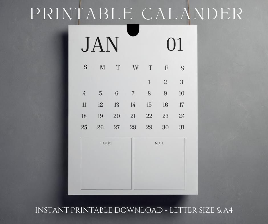 2026 Minimalist Calendar | Printable Monthly Planner With To-do & Notes ...