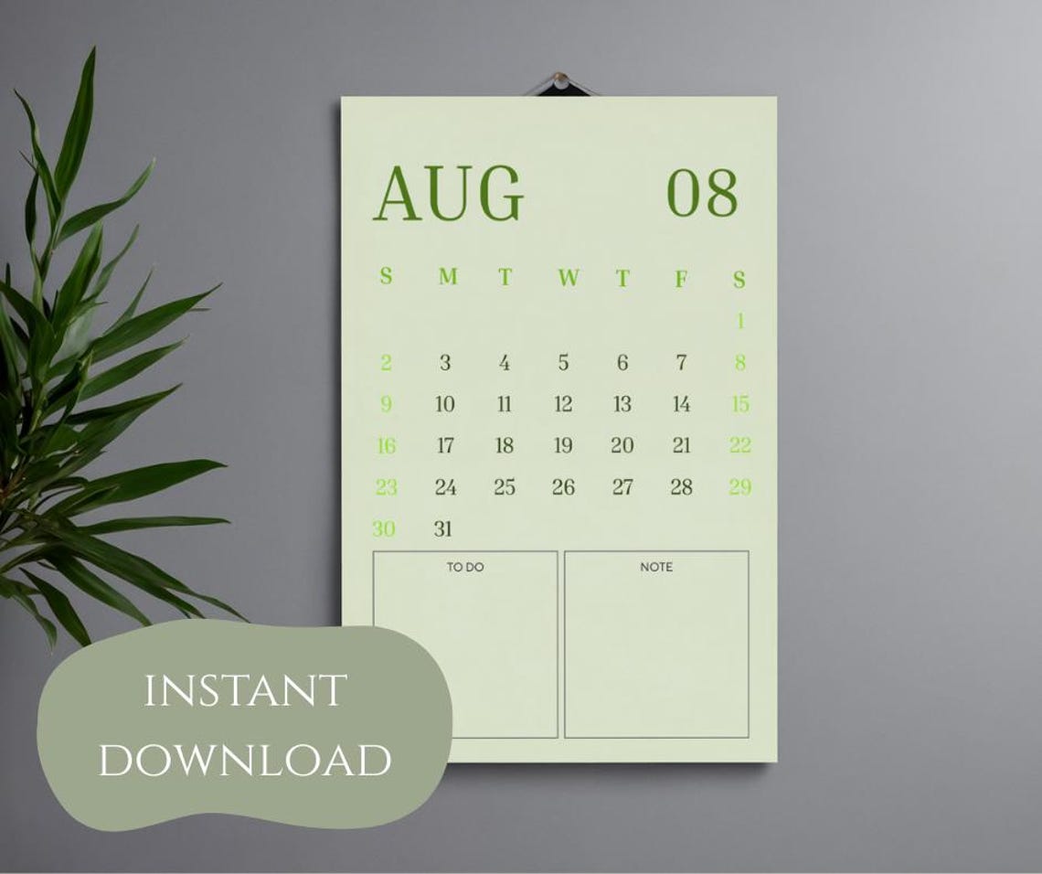2026 Minimalist Calendar Printable | Monthly Planner With Notes (PDF ...