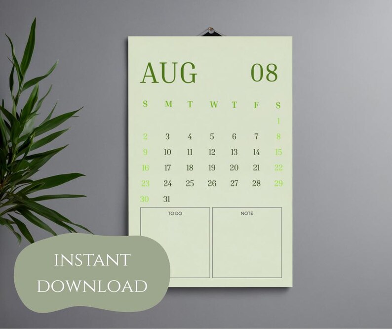 2026 Minimalist Calendar Printable | Monthly Planner With Notes (PDF ...