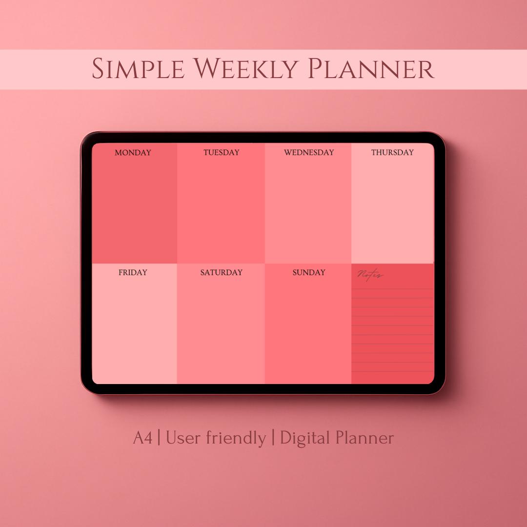 Printable Minimal Weekly Planner | Landscape | Undated | A4 & Letter - Etsy