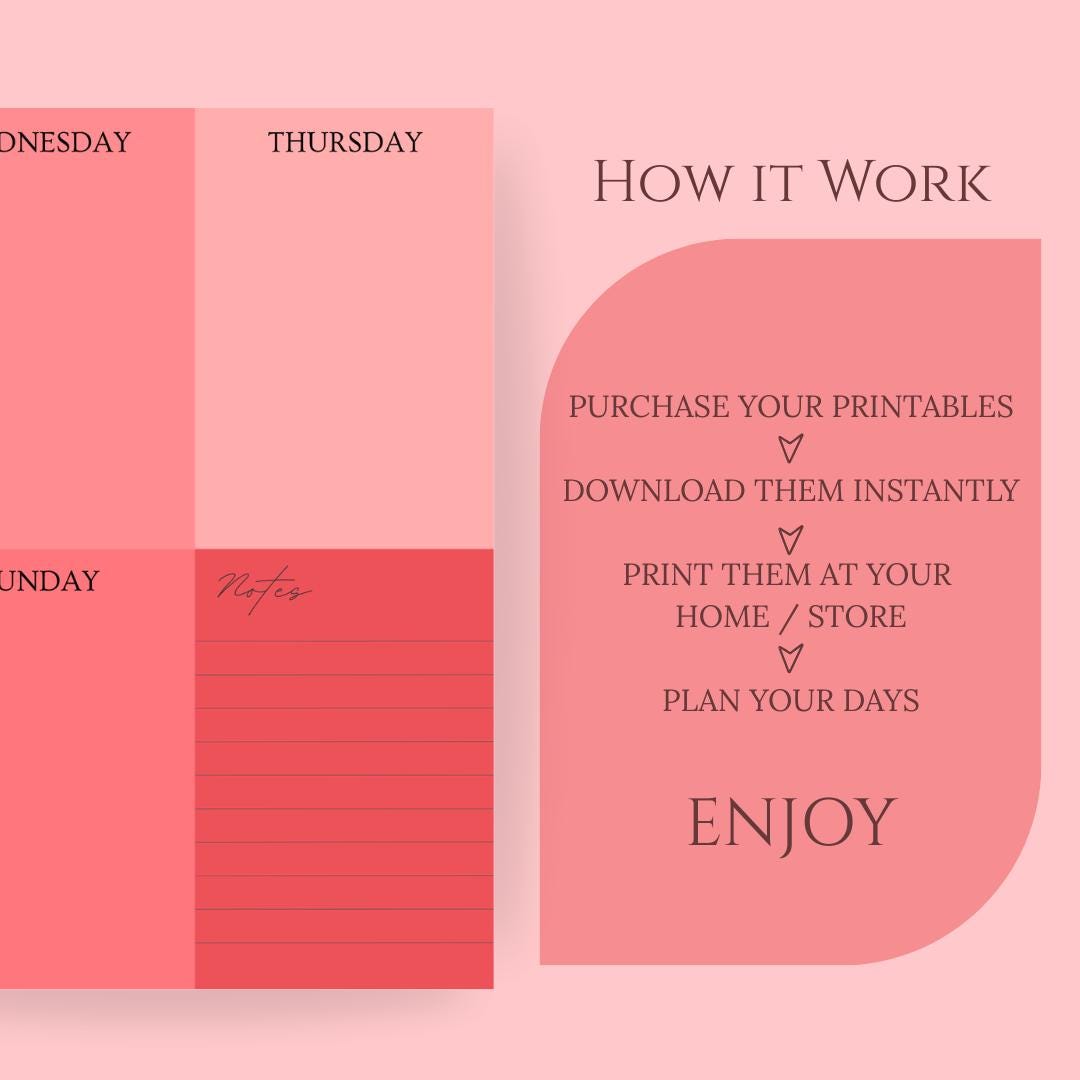 Printable Minimal Weekly Planner | Landscape | Undated | A4 & Letter - Etsy