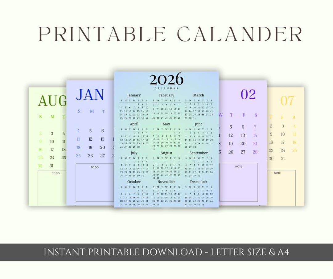 2026 Minimalist Calendar Printable | Monthly Planner With Notes (PDF ...
