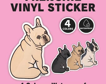 French Bulldog Sticker | Looking Back Frenchie Vinyl Decal | Cute Dog Lover Gift | 4 Colors by BUHIDA