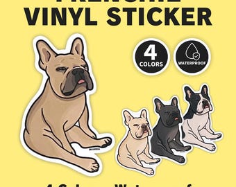 French Bulldog Sticker | Sunbathing Frenchie Vinyl Decal | Cute Dog Lover Gift | 4 Colors by BUHIDA