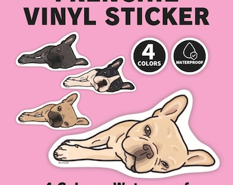 French Bulldog Sticker | Sleeping Frenchie Vinyl Decal | Cute Dog Lover Gift | 4 Colors by BUHIDA
