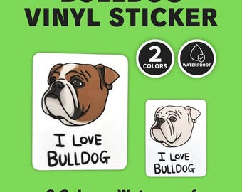 Bulldog-sticker | IK HOU VAN BULDOG | 2 kleuren | BUHIDA