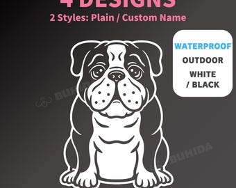 Bulldog Vinyl Decal, Bulldog Car Sticker, Laptop Decal | Waterproof Dog Lover Gift | Custom Dog Name Vinyl Sticker