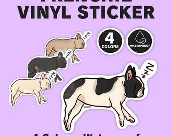 French Bulldog Sticker | Sleeping Frenchie Vinyl Decal | Cute Dog Lover Gift | 4 Colors by BUHIDA