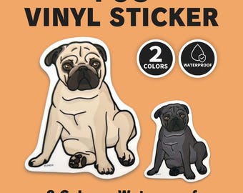 Pug Sticker | Mermaid Sit Charm | 2 Colors | BUHIDA