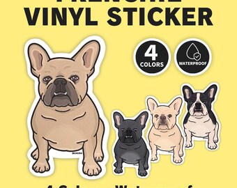 French Bulldog Sticker | Tough Face Frenchie Vinyl Decal | Cute Dog Lover Gift | 4 Colors by BUHIDA