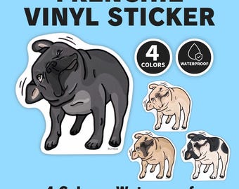 French Bulldog Sticker | Epic Shaking Frenchie Vinyl Decal | Cute Dog Lover Gift | 4 Colors by BUHIDA