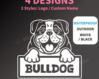 Bulldog Vinyl Decal, Bulldog Car Sticker, Laptop Decal | Waterproof Dog Lover Gift | Custom Dog Name Vinyl Sticker