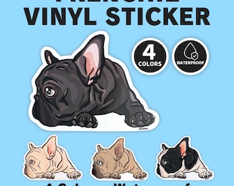 French Bulldog Sticker | Chillin’ Frenchie Vinyl Decal | Relaxed Dog Lover Gift | 4 Colors by BUHIDA