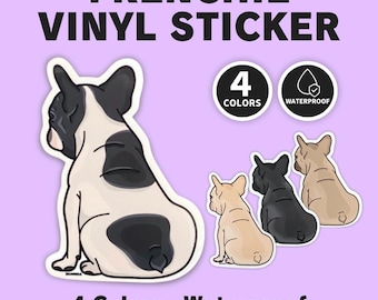 Bulldogge Aufkleber | Sitzender Frenchie-Vinyl-Aufkleber | Niedliches Hundeliebhaber Geschenk | 4 Farben von BUHIDA