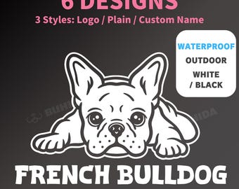 French Bulldog Decal | BUHIDA Original Cutting Sticker | Vinyl Car Sticker, Laptop Decal, Waterproof Dog Lover Gift | Custom Dog Name Gift