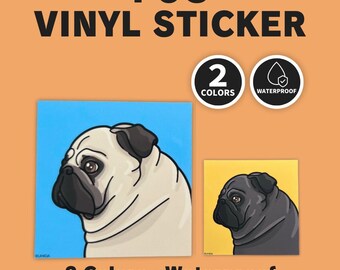 Pug Sticker | Side-Eye of a Champion | 2 Colors | BUHIDA