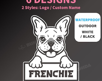 French Bulldog Decal | Custom Name Frenchie Vinyl Sticker | Car Window & Laptop | BUHIDA Original Design