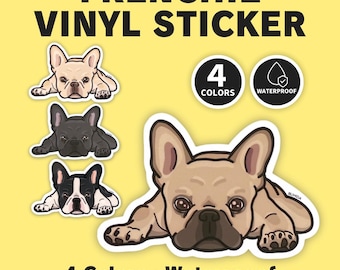 Bulldogge Aufkleber | Süßer Frenchie-Vinyl-Aufkleber Niedliches Hundeliebhaber Geschenk | 4 Farben von BUHIDA