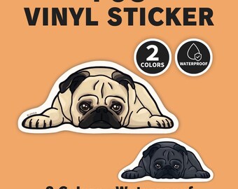 Pug Sticker | Pancake Flop Pose | 2 Colors | BUHIDA