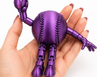 Articulated Baseball Ball STL for 3D Printing.Baseball Figure with Articulated Legs.Flexi STL Baseball.Baseball STL 3D.Digital Files 3D