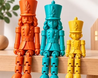 Articulated Christmas 3D STL. Christmas Nutcracker Articulated Family | 3D Printable STL File | Scalable Digital Model. Holiday Decoration