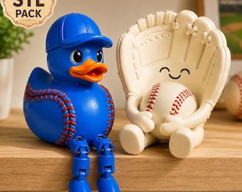 Baseball STL Pack, Articulated Baseball 3D Print Figures.2 STL Files, Digital Download for 3D Printing.Pack Stl Print 3D.Glove Baseball File