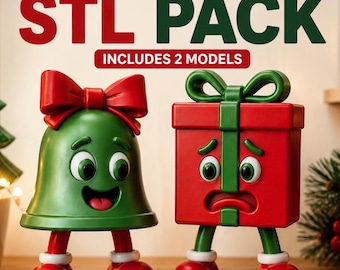 Christmas STL Bundle, Christmas Gift & Bell, 3D Print Files, Digital Download, Christmas Decor, Holiday Decor, Christmas Decoration, Cute 3D