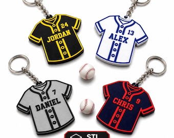 Personalized Basebal Keychain STL. Name Number Keychain. 3D Print File. Custom Sports Keychain STL. Team Fan Gift. Backpack Bag Tag STL File