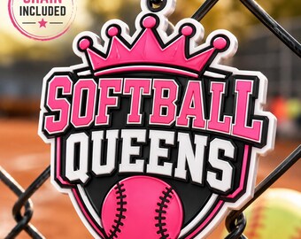 Softball Queen Bag Tag STL. Girls Softball Necklace. TeamGift. 3D Printed Sports Charm. Backpack Tag File.Digital File.Softball Gift Stl