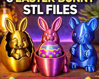 Easter Bunny STL Pack | Easter Egg Holder Bunny | Easter Eggs Decor | 3D Digital Easter Rabbits | Bunny STL Bundle | Easter Digital Stl