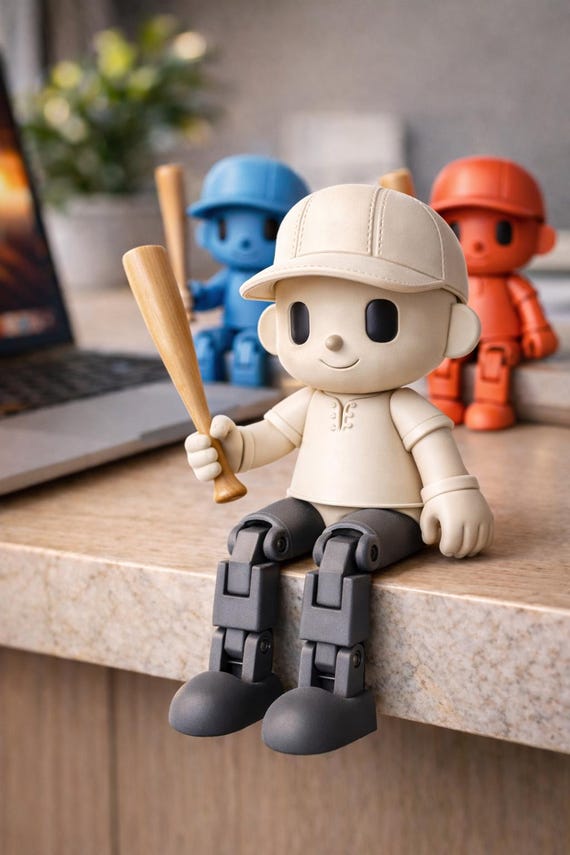 Articulated Baseball Boy STL. Print in Place Toy. Flexi Toy 3D Print File. Fidget Toy STL. Easy Print Model. Digital Download Products.