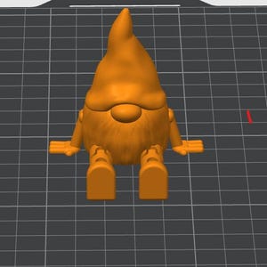 K&ouml;nnte beinhalten: Eine 3D-gerenderte orangefarbene Zwergenfigur. Der Zwerg hat eine spitze M&uuml;tze, eine runde Nase und einen langen Bart. Er hat ausgestreckte Arme und zwei F&uuml;&szlig;e. Die Figur befindet sich vor einem Rasterhintergrund.
