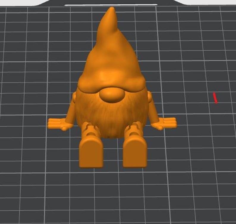 K&ouml;nnte beinhalten: Eine 3D-gerenderte orangefarbene Zwergenfigur. Der Zwerg hat eine spitze M&uuml;tze, eine runde Nase und einen langen Bart. Er hat ausgestreckte Arme und zwei F&uuml;&szlig;e. Die Figur befindet sich vor einem Rasterhintergrund.