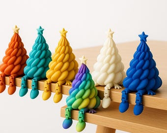 Beweglicher Weihnachtsbaum (STL-Datei) • Niedliche 3D-Druckdatei • Kawaii-Weihnachtsdeko • Skalierbares Modell. Beweglicher Weihnachtsbaum.
