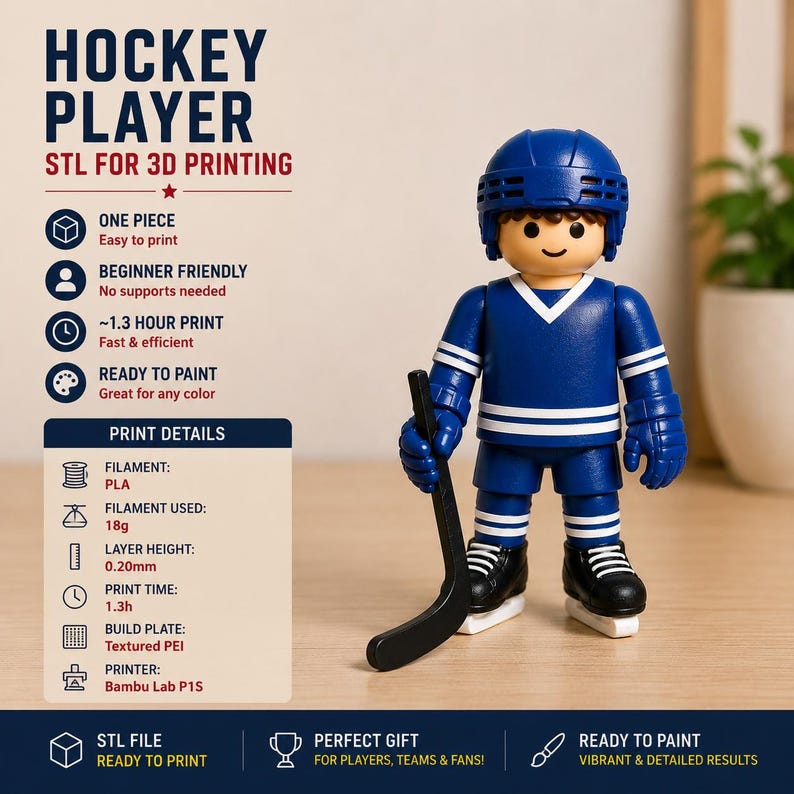 Stl File Sports Hockey STL File for 3D Printing.hockey Player Stl.hockey Toy Stl.hockey ...