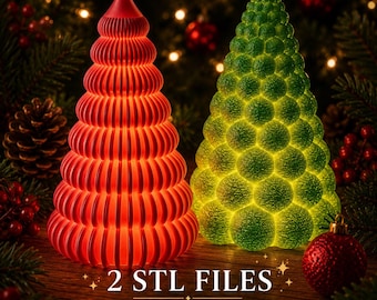 Christmas Tree STL Pack, 2 Modern Christmas Trees, LED Light Decor, Holiday Home Decor, 3D Print Files, Printable Christmas Decor.Digital 3D