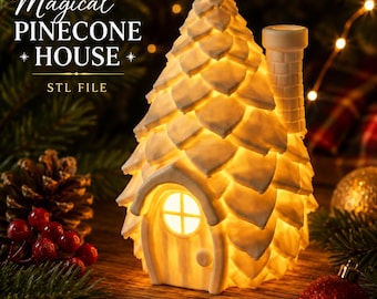 Christmas Pinecone House STL, LED Christmas House, Holiday Decor, Winter Village, 3D Print File, Printable Christmas Decor, Digital Download