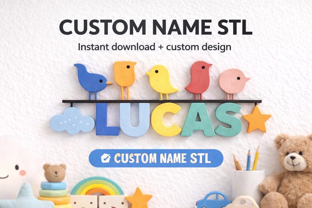 Custom Name STL File | Kids Name Sign 3D Model | Personalized Baby Name ...