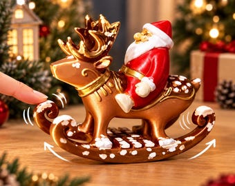 Christmas Santa Reindeer Rocking Toy STL, Santa Claus Christmas Decor 3D Print File, Rocking Horse STL, Holiday Toy Digital Download 3D