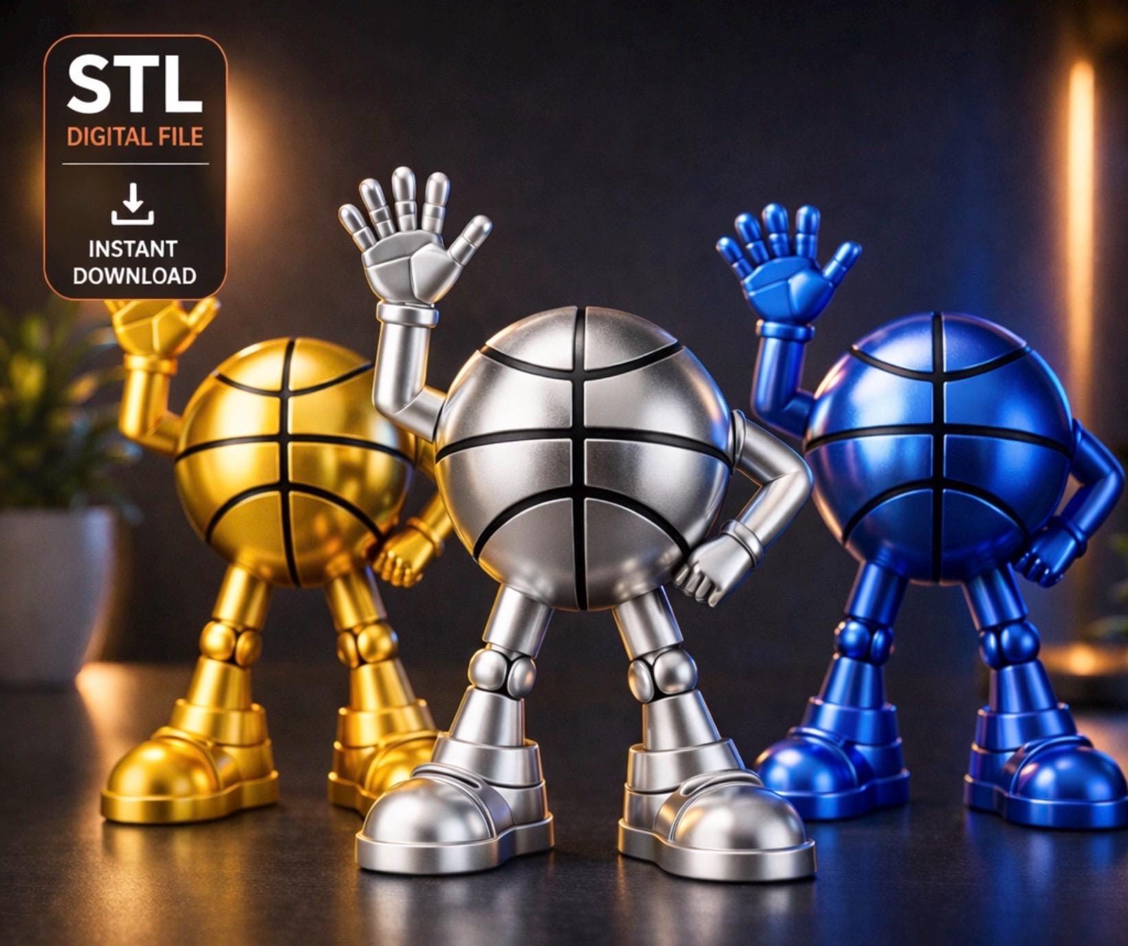 Stl File Sports Basketball STL Easy Print | 3D Printable Basketball Figure | STL ...